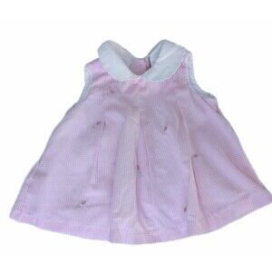 Little Bitty Pink Gingham Vintage Style Dress sz 3-6M Girls